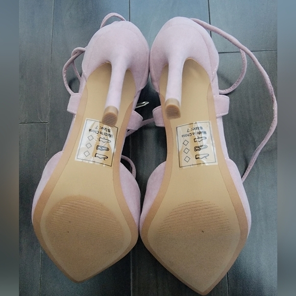 *Host Pick* NWT Size 7 Lulus Dusty Rose Suede Lace-Up Heels - Picture 6 of 9
